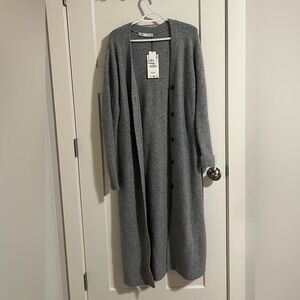 Zara Gray Duster Cardigan Sweater